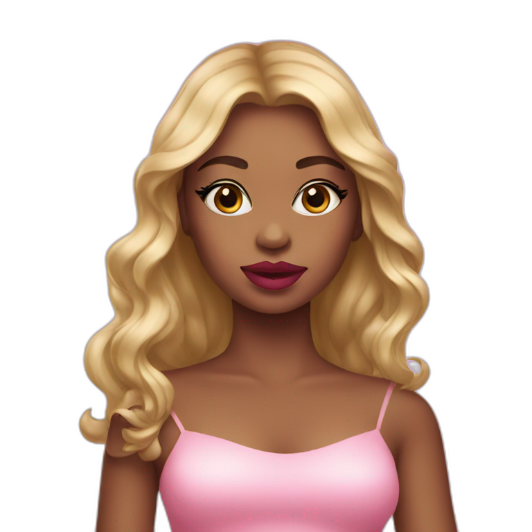 girl with a pink lip gloss emoji