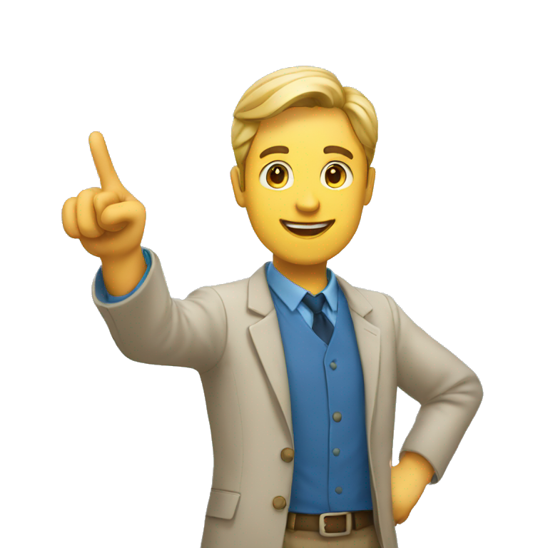 man teacher pointing to board emoji