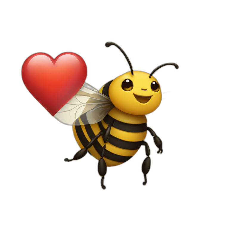 Bee with a read heart emoji