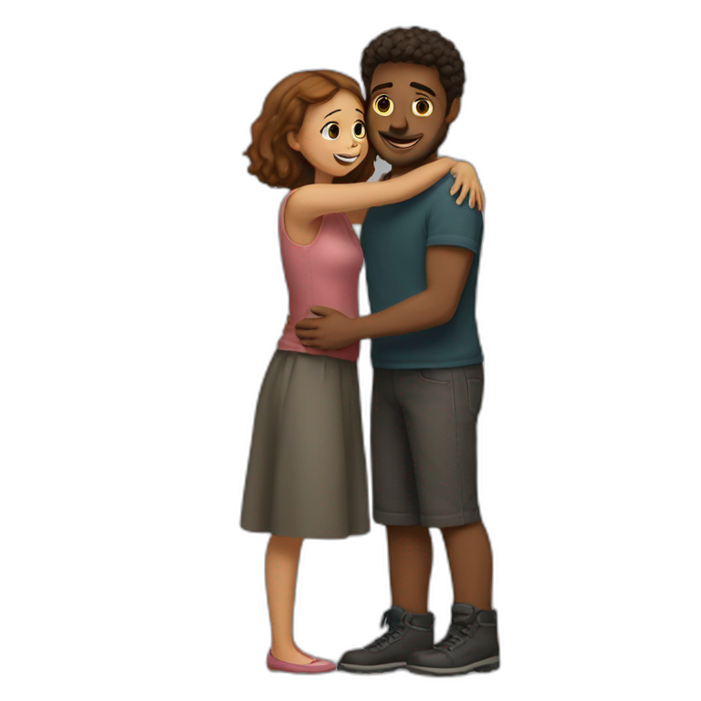 Short girl hug tall boy emoji