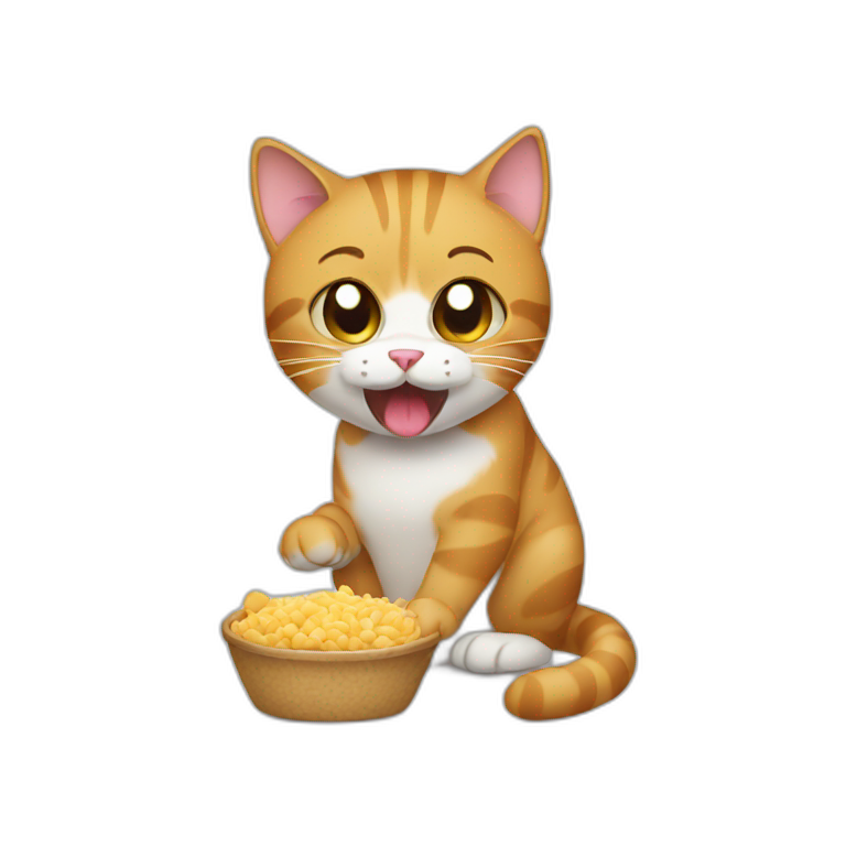 cat eats food emoji