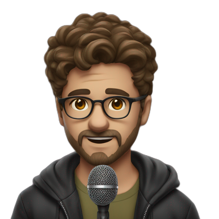 guy with sunglasses holding microphone emoji