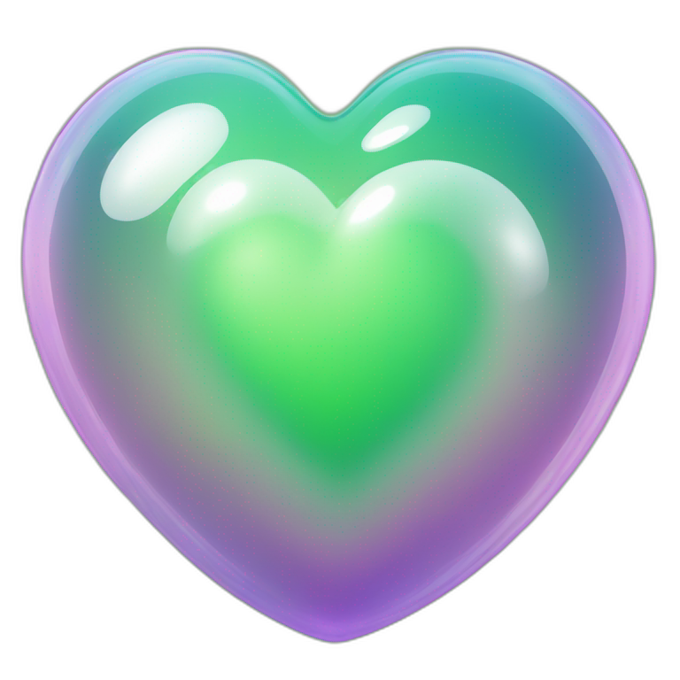 green soap bubble in the shape of a heart emoji