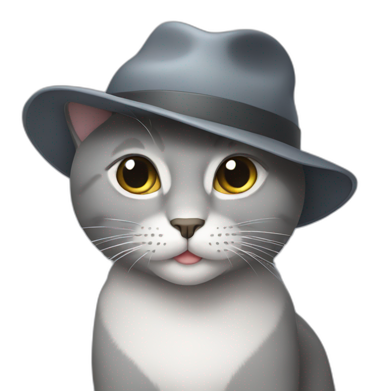 Grey cat with a hat emoji