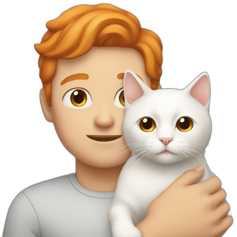 Person with a Ginger ans white cat in the arms emoji