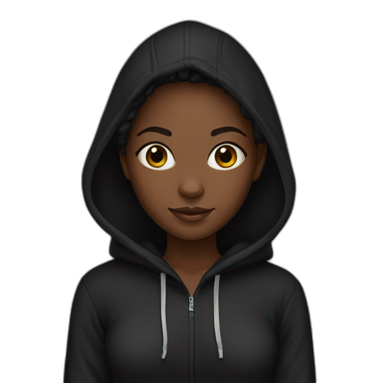 Black girl black hoodie  emoji