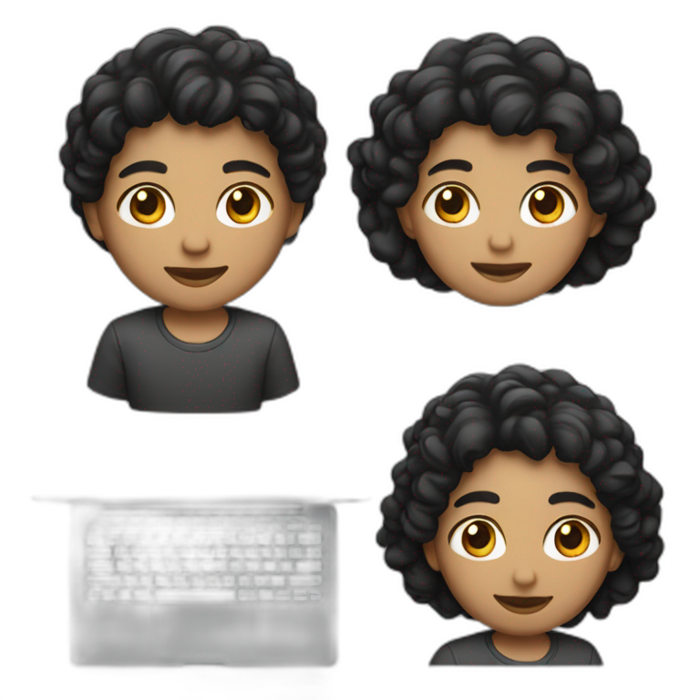 developer on mac laptop light skin tone black hair emoji