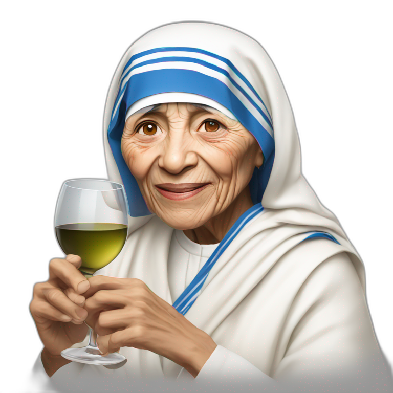 Mother teresa drinking wine emoji