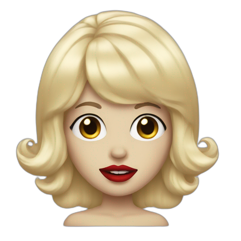 skull with blonde wig and red lipstick emoji AI Emoji Generator