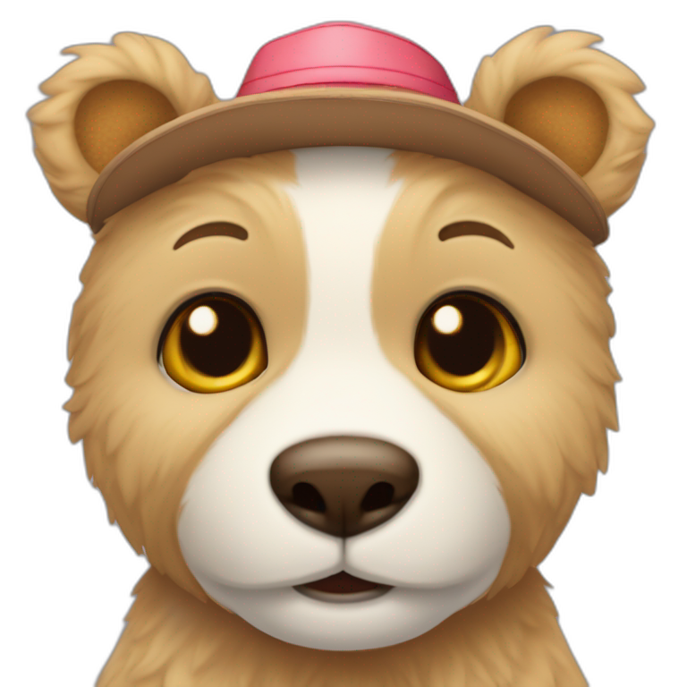 Un tierno oso usando gorros de cumpleaños  emoji