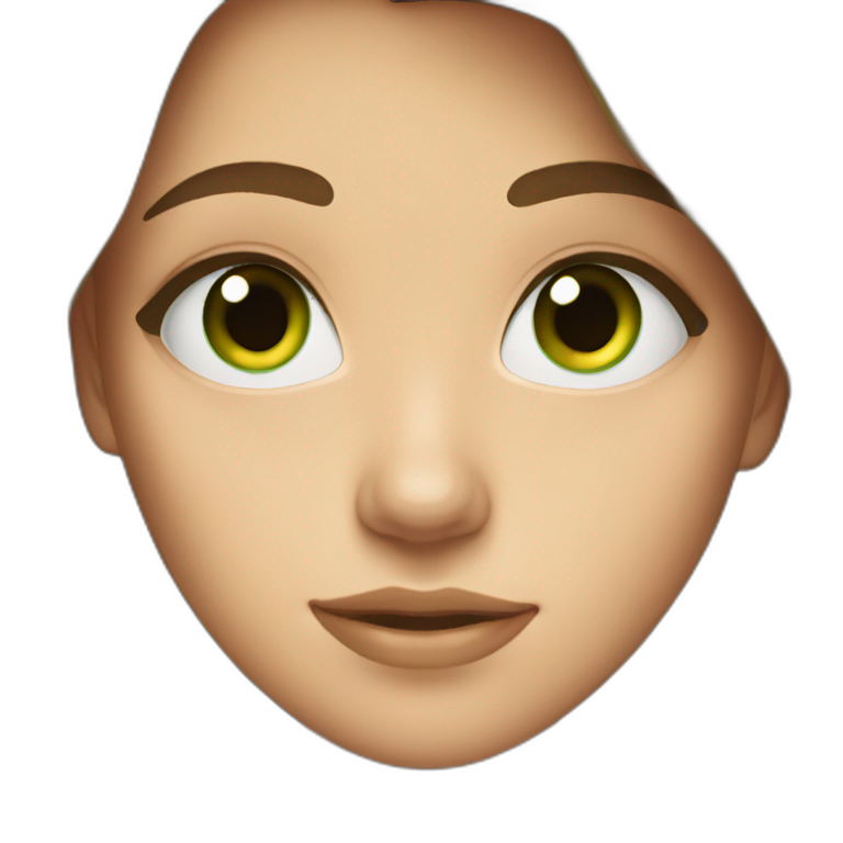 teen girl, with long brown hair and green eyes emoji