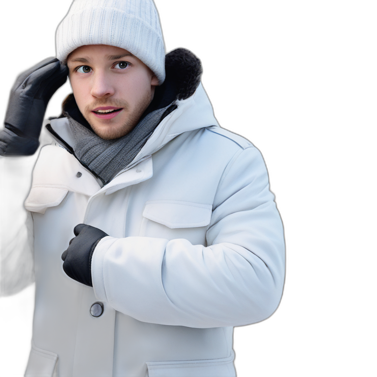 winter boy in white coat emoji