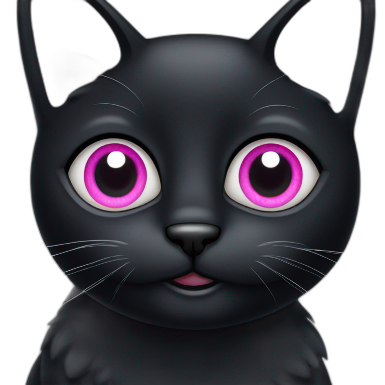 Big black cat with Big pink eyes emoji