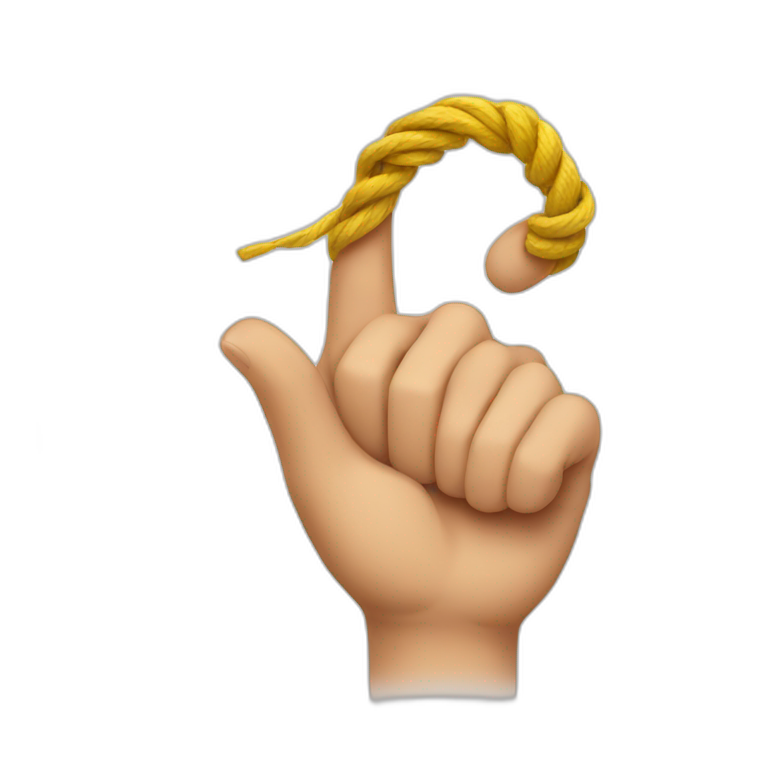 finger with a string tied around it in a bow emoji