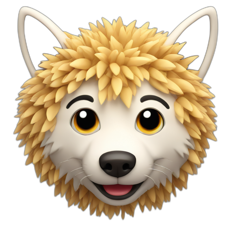 3d sphere with a cartoon childish wheat Wolf skin texture with colorful eyes emoji