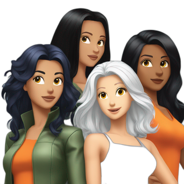 totally spies three girls white hair black hair orenge hair emoji