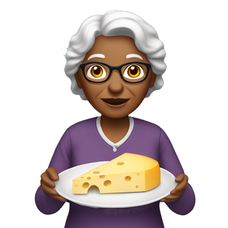 Grandmother with plate of cheese emoji