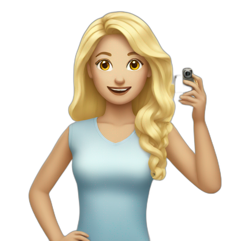 Blonde woman taking a selfie emoji