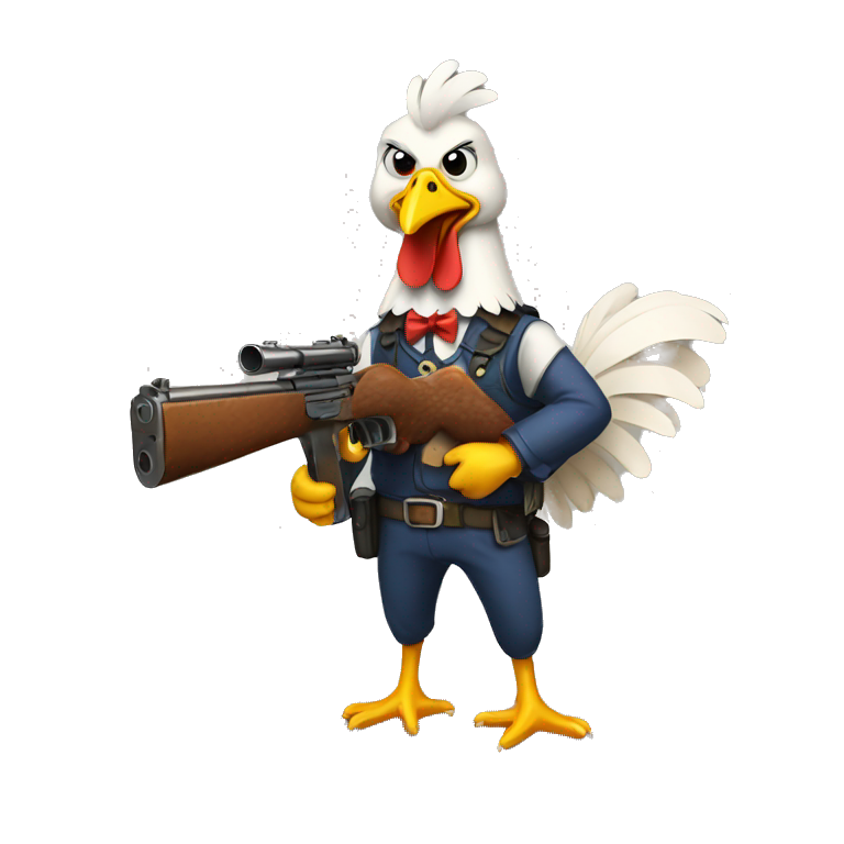 Chicken holding gun emoji