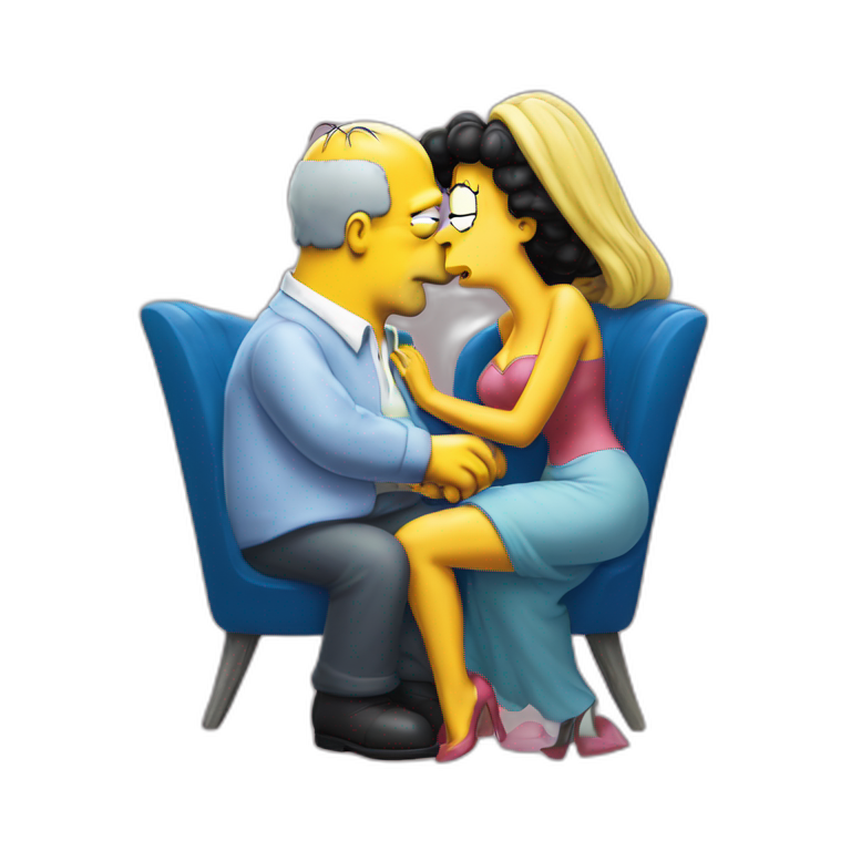 Homer Simpson kissing Marge Simpson emoji