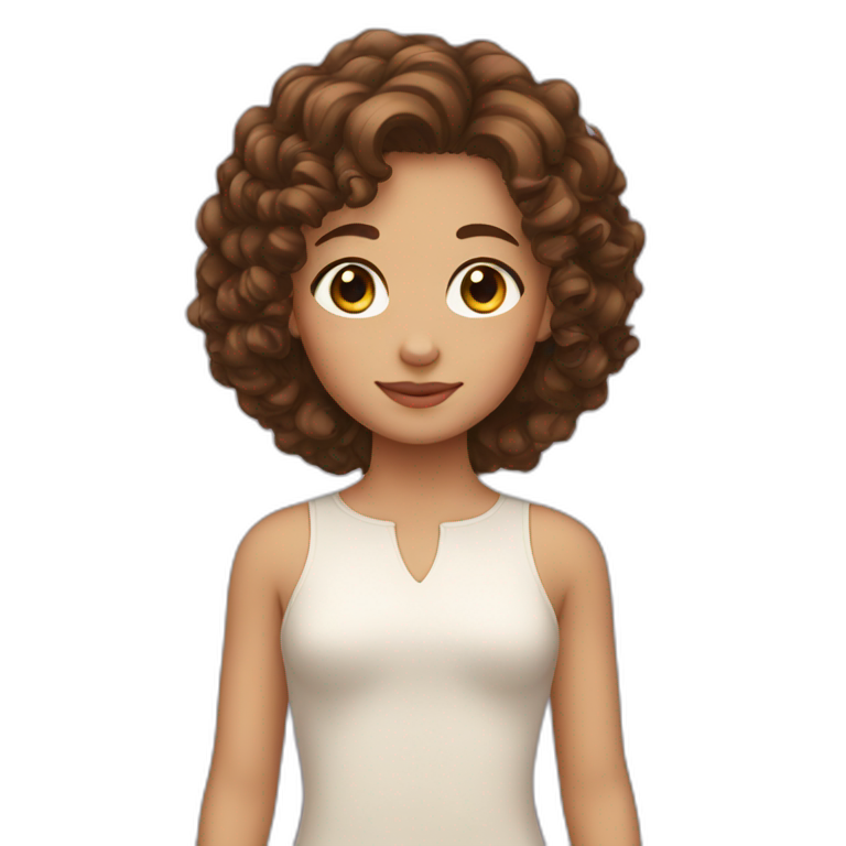 A girl with brown hair and brown eyes and curly hair  emoji