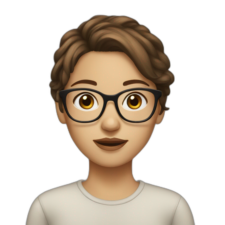 brown hair girl, brown eyes, with glasses, light skin emoji