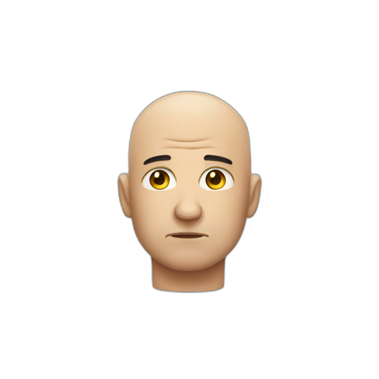 Bald guy with sad face emoji