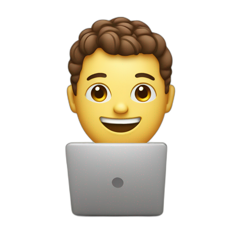smiling cute coffee mug holding a laptop emoji