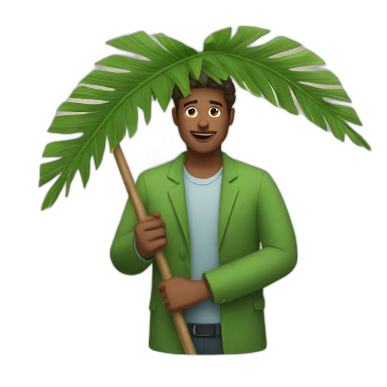 fanning a man with palm leaves emoji