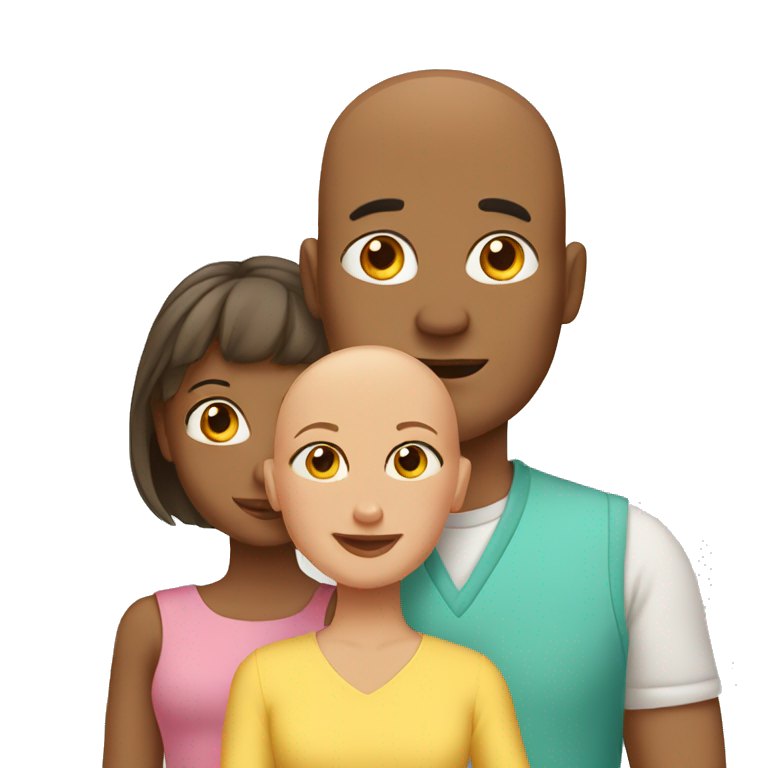 Bald Father, Mother and two daughters emoji