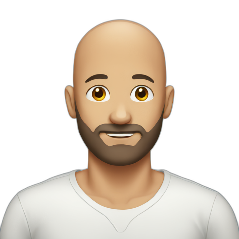 Bald guy, beard-marks emoji