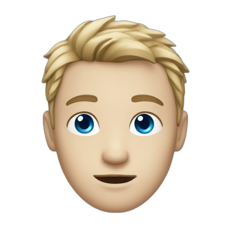 White male, blue eyes, drown hair emoji