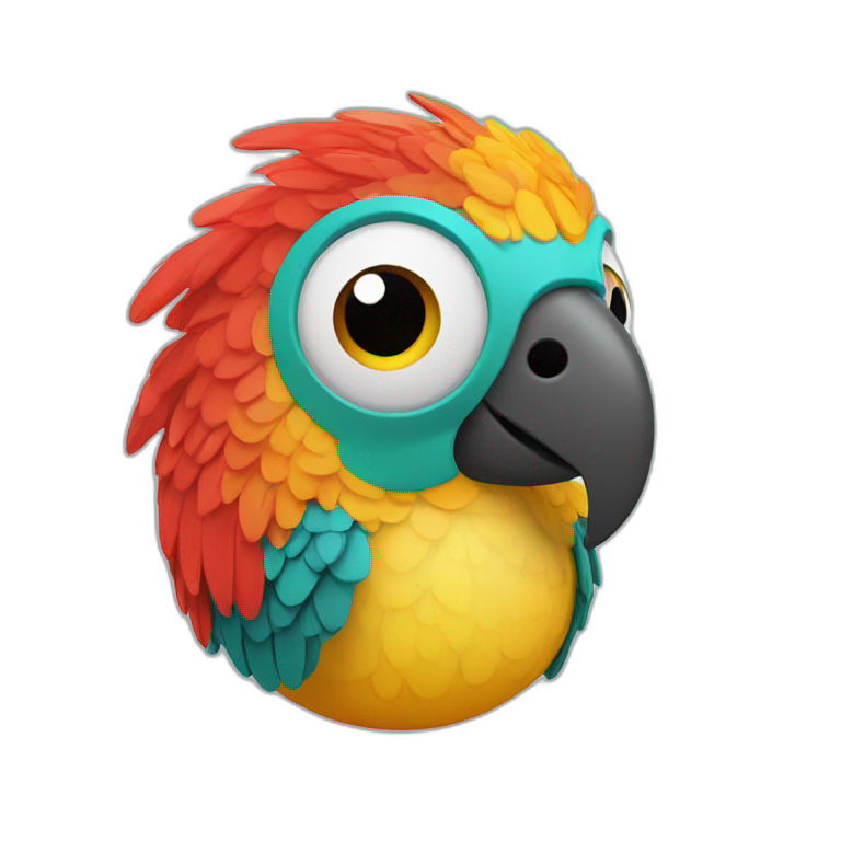 3d sphere with a cartoon Parrot skin texture with big calm eyes emoji