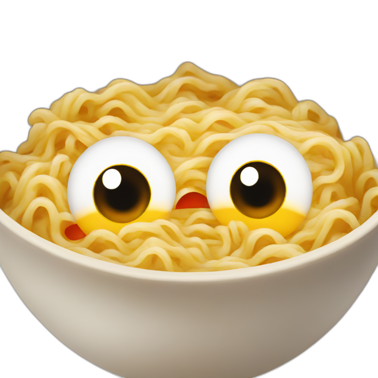 Ramen with eyes and a smile emoji