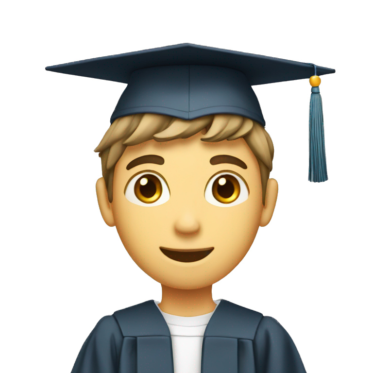 a skinny boy who graduated with a diploma emoji