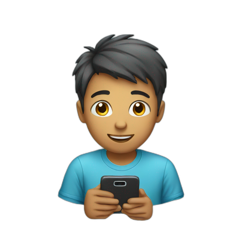 Boy using phone emoji