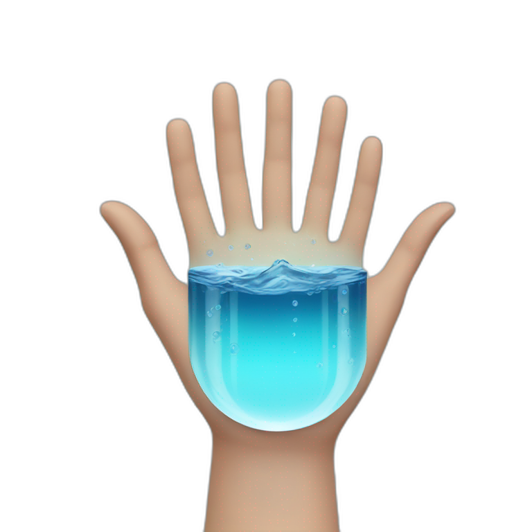 Little Water in human hand palm emoji