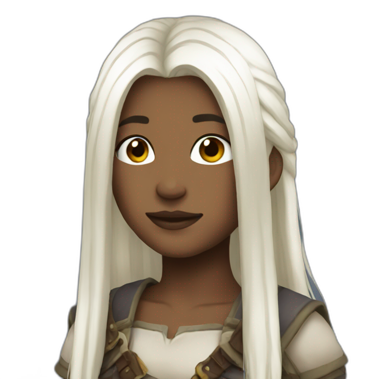 rpg girl with long straight white hair emoji