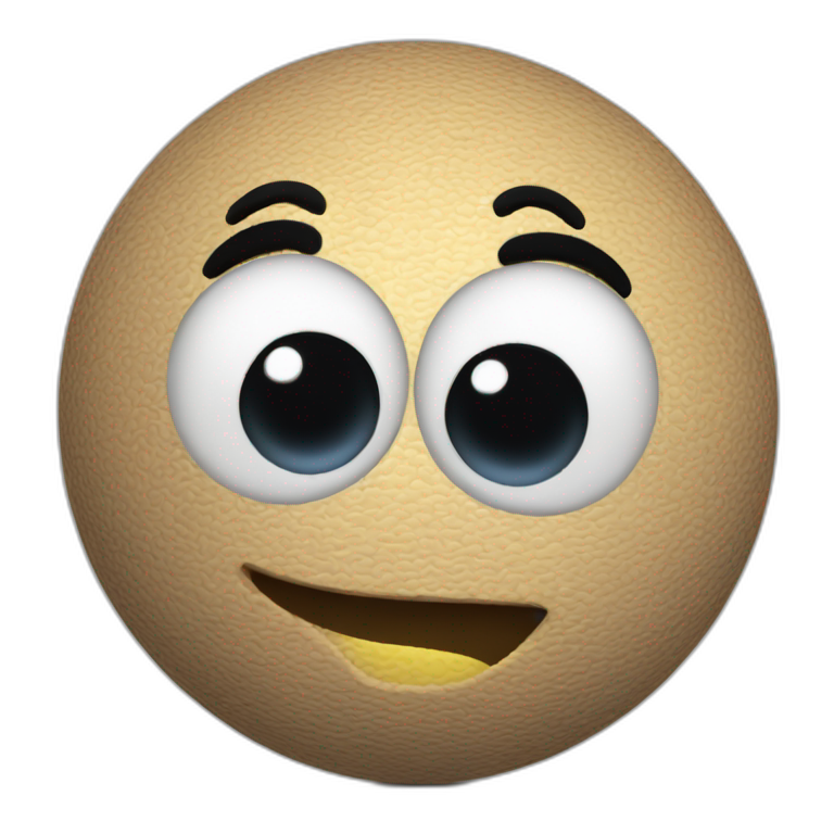 3d sphere with a cartoon expressionless skin texture with big playful eyes emoji