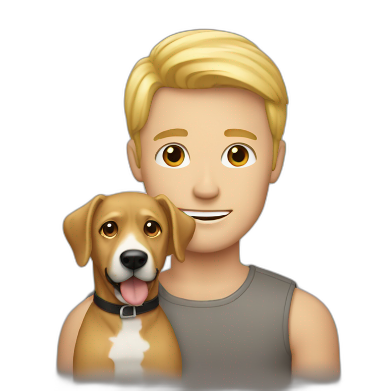 Blonde guy with dog emoji