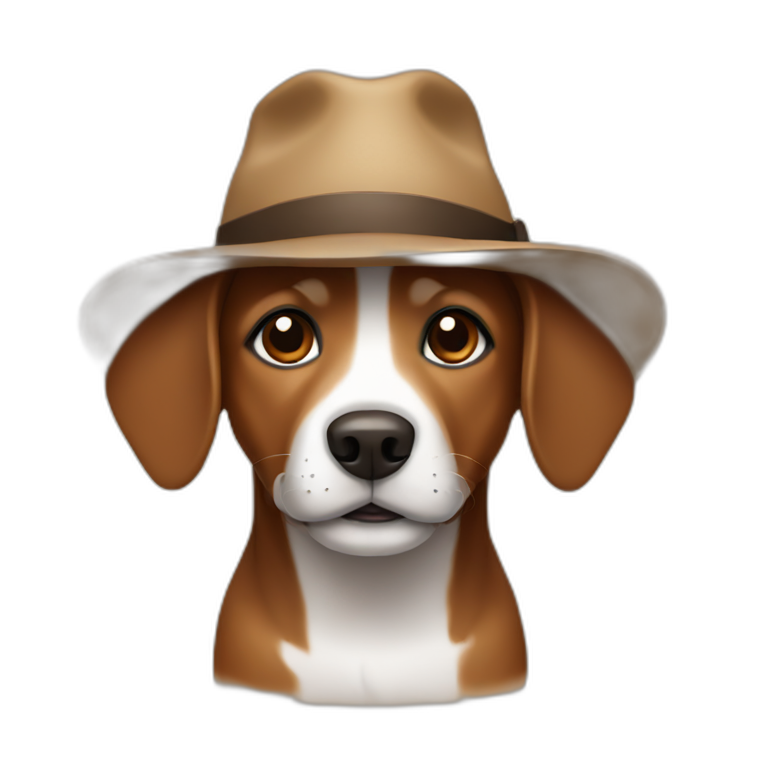 Small brown dog with a hat emoji