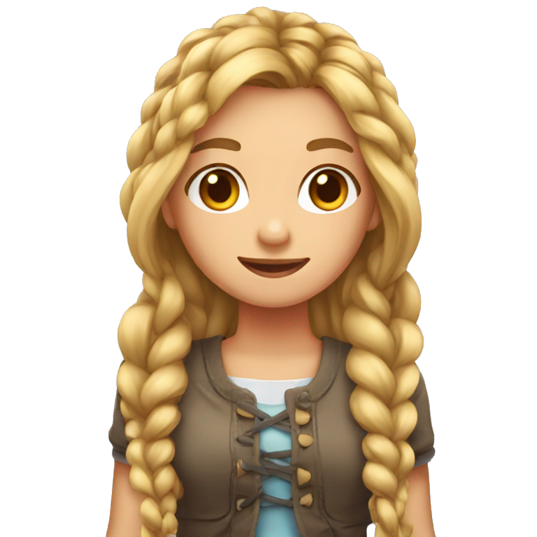 Girl with long hair in a braid going down to her waist emoji