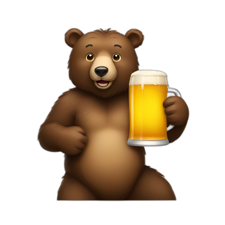 A bear holding a beer emoji