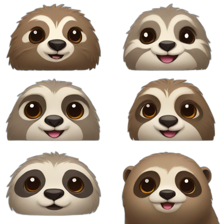 sloth and otter cute faces emoji
