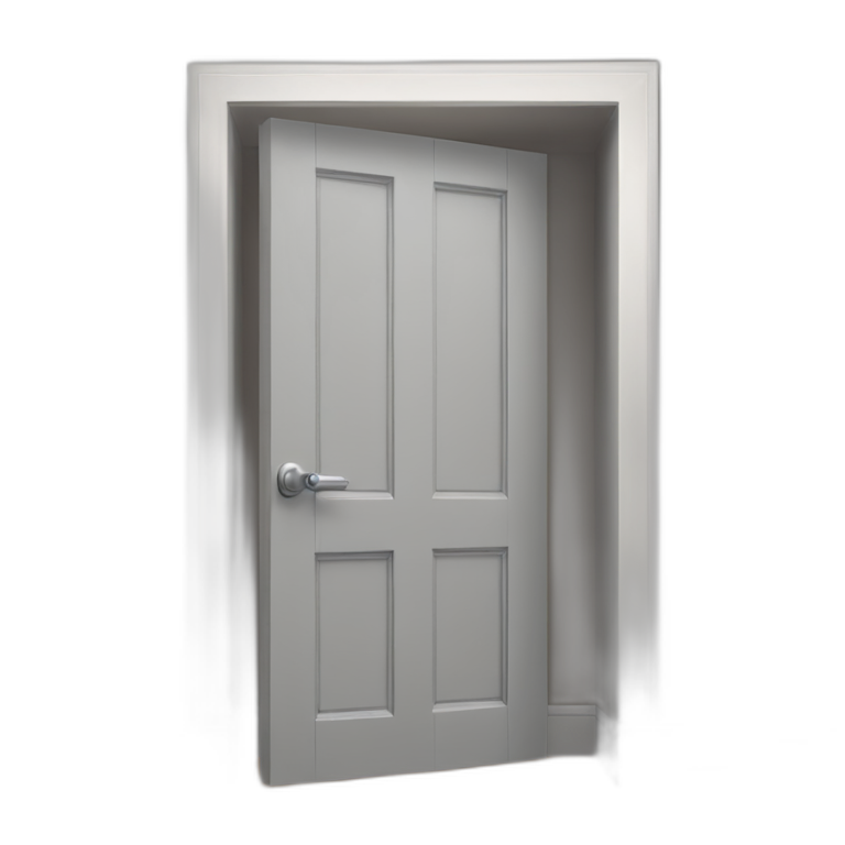 One gray wood open door perspective emoji