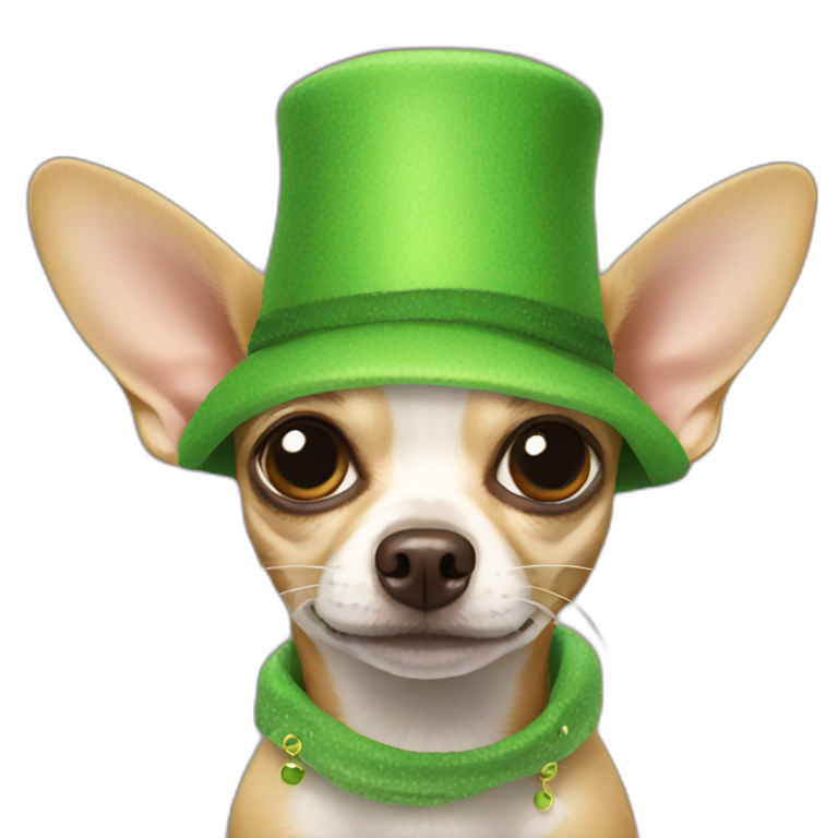 Chihuahua wearing a frog hat emoji