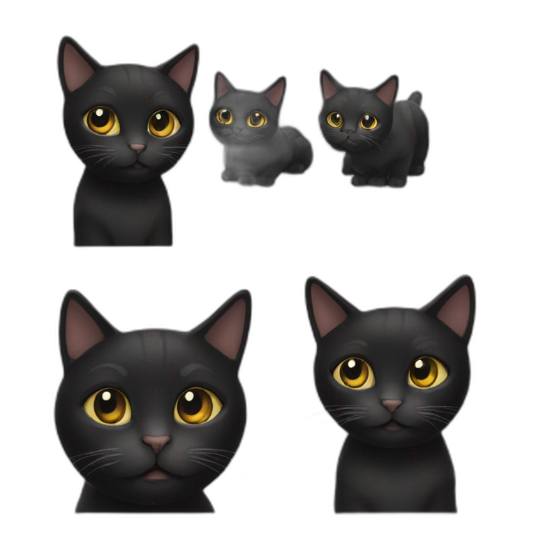 3 black cats emoji