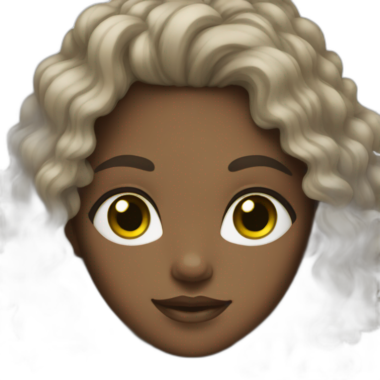 dark-skinned girl with curly dark hair and green eyes emoji