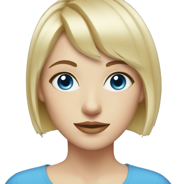 WHITE WOMAN WITH BLUE EYES, SHORT BLONDE HAIR WITH BANGS  emoji