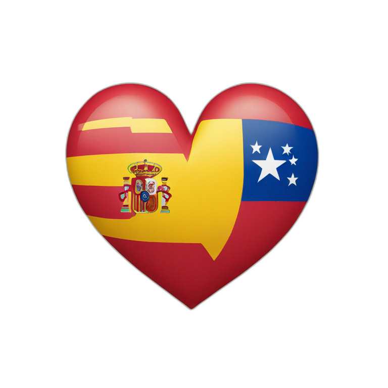 Heart with Spain flag and Venezuela flag emoji